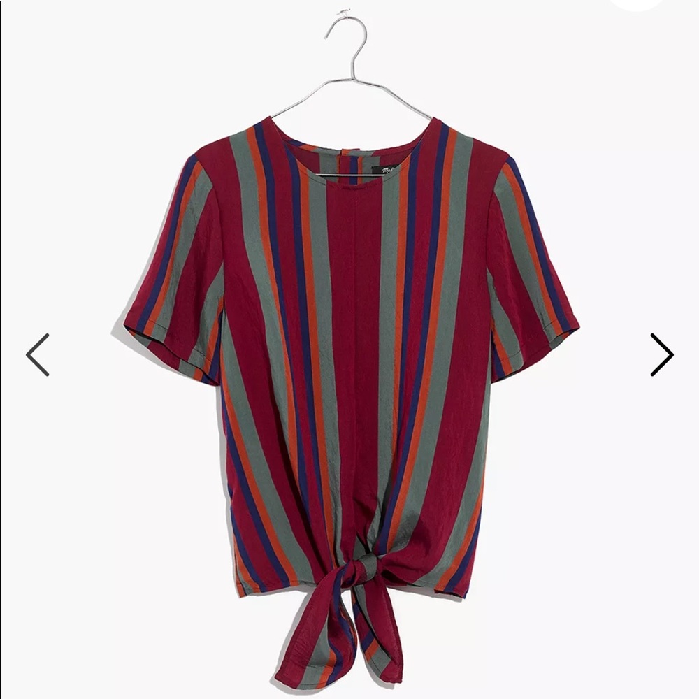Madewell Button Back Tie Tee in Rosalinda Stripe